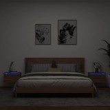 vidaXL 2 db barna tölgy színű éjjeliszekrény LED-világítással