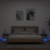 vidaXL 2 db betonszürke éjjeliszekrény LED-világítással 40x39x37 cm