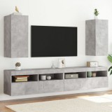 vidaXL 2 db betonszürke fali TV-szekrény LED-del 30,5x35x70 cm