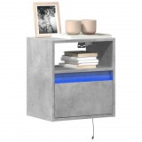 vidaXL 2 db betonszürke fali TV-szekrény LED-del 41 x 31 x 45 cm