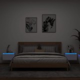 vidaXL 2 db fehér falra szerelhető éjjeliszekrény LED-világítással