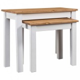 vidaXL 2 db fehér panama stílusú tömör fenyőfa egymásba tolható asztal