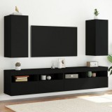 vidaXL 2 db fekete fali TV-szekrény LED-világítással 30,5x35x70 cm