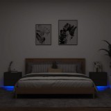 vidaXL 2 db fekete falra szerelhető éjjeliszekrény LED-világítással