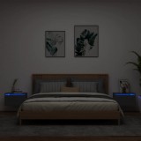 vidaXL 2 db fekete falra szerelhető éjjeliszekrény LED-világítással