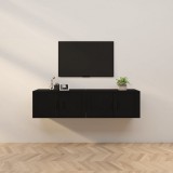 vidaXL 2 db fekete falra szerelhető TV-szekrény 80 x 34,5 x 40 cm