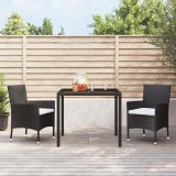 vidaXL 2 db fekete polyrattan kerti szék párnákkal