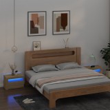 vidaXL 2 db füstös tölgy színű éjjeliszekrény LED-del 60 x 35 x 40 cm