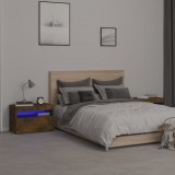 vidaXL 2 db füstös tölgy színű éjjeliszekrény LED-ekkel 60x35x40 cm