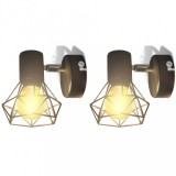 vidaXL 2 db ipari stílusú drótháló árnyékolós led-es fali lámpa fekete