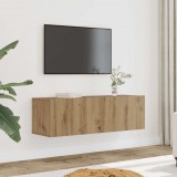 vidaXL 2 db kézműves tölgy falra szerelhető TV-szekrény 100x30x30 cm