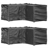 vidaXL 2 db L-alakú kerti bútorhuzat 12 fűzőlyukkal 185x185x90 cm