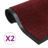 vidaXL 2 db piros négyszögletes bolyhos szennyfogó szőnyeg 80 x 120 cm