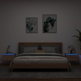 vidaXL 2 db sonoma tölgy színű fali éjjeliszekrény LED-világítással