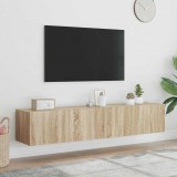 vidaXL 2 db sonoma tölgy színű fali TV-szekrény LED-del 80x35x31 cm