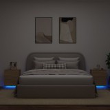 vidaXL 2 db sonoma-tölgyszínű szerelt fa éjjeliszekrény LED-fényekkel