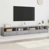 vidaXL 2 db szürke -tölgyszín szerelt fa fali TV-szekrény 100x30x30 cm