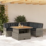 vidaXL 2 részes szürke polyrattan kerti kanapészett párnákkal