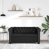 vidaXL 2 személyes fekete műbőr Chesterfield kanapé