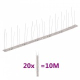 vidaXL 20 db 10 m-es kétsoros rozsdamentes acél madár- és galambtüske