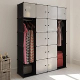 vidaXL 240499modular cabinet with 14 compartments black and white 37 x 146 x 180,5 cm