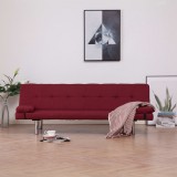 vidaXL 282191sofa bed with two pillows wine red polyester