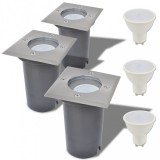 vidaXL 3 db négyzet alakú, kültéri talajba építhető led lámpa