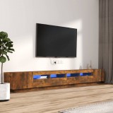 vidaXL 3 részes füstös tölgy színű fa TV-szekrény szett LED-lámpákkal