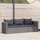 vidaXL 3-részes szürke polyrattan kerti ülőgarnitúra párnákkal