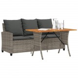 vidaXL 3 személyes szürke polyrattan kerti kanapé asztallal&párnával