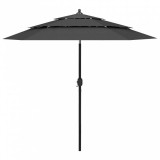 vidaXL 3 szintes antracitszürke napernyő alumíniumrúddal 2,5 m