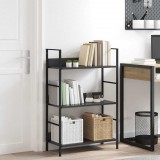 vidaXL 3 szintes fekete szerelt fa könyvespolc 60 x 27,6 x 90,5 cm