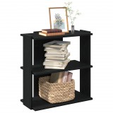 vidaXL 3 szintes fekete szerelt fa könyvespolc 60x30x60 cm