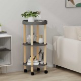 vidaXL 3 szintes szürke szerelt fa és tömör fenyőfa kocsi 38x38x82 cm
