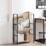 vidaXL 3 szintes tölgyszínű szerelt fa könyvespolc 60 x 27,6 x 90,5 cm