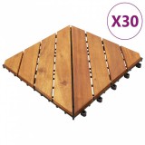 vidaXL 30 db barna tömör akácfa padlólap 30 x 30 cm