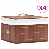 vidaXL 4 db barna bambusz tárolódoboz