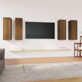 vidaXL 4 db barna tölgyszínű szerelt fa TV-szekrény 30,5 x 30 x 90 cm