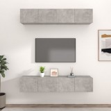vidaXL 4 db betonszürke szerelt fa fali TV-szekrény 80 x 30 x 30 cm