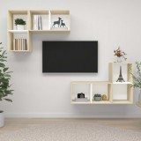 vidaXL 4 db fehér és tölgyszínű forgácslap fali TV-szekrény