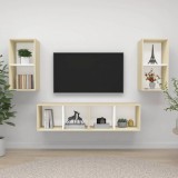 vidaXL 4 db fehér és tölgyszínű forgácslap fali tv-szekrény