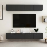 vidaXL 4 db fekete forgácslap tv-szekrény 100 x 30 x 30 cm