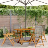 vidaXL 4 db-os szürke polyrattan és tömörfa összecsukható szék, dönthető