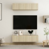 vidaXL 4 db sonoma-tölgyszínű forgácslap TV-szekrény 60 x 30 x 30 cm