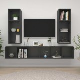 vidaXL 4 db szürke forgácslap falra szerelhető TV-szekrény