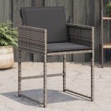vidaXL 4 db szürke polyrattan kerti szék párnával