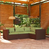 vidaXL 4 részes barna polyrattan kerti ülőgarnitúra párnákkal