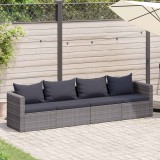 vidaXL 4-részes szürke polyrattan kerti ülőgarnitúra párnákkal