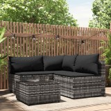 vidaXL 4 részes szürke polyrattan kerti ülőgarnitúra párnákkal