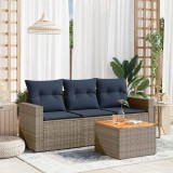 vidaXL 4 részes szürke polyrattan kerti ülőgarnitúra párnával
